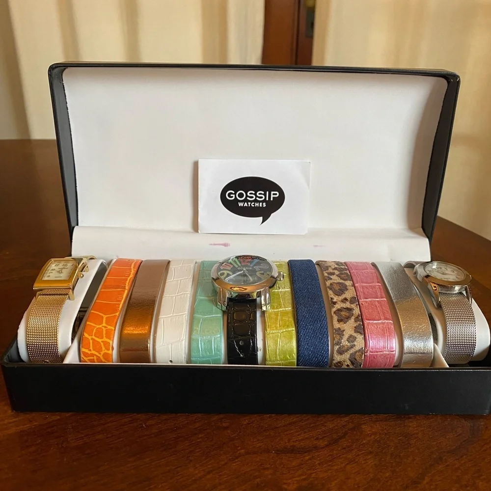 Gossip Interchangeable Watch Set 12 Bands 3 Watch Heads Gift Box Vintage